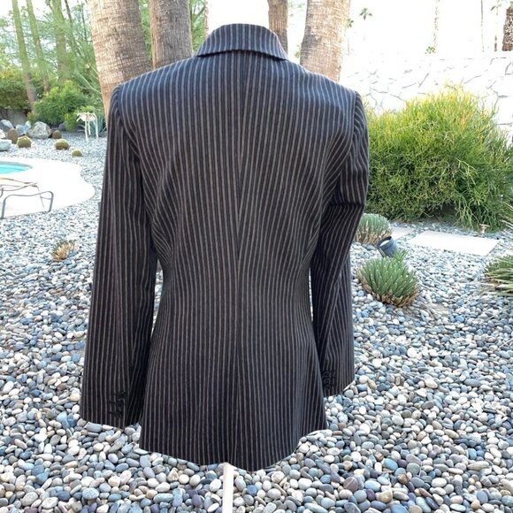 Walter Baker Double Breasted Blazer Womens Size 8 Vintage 90s Y2K Stripe Spandex - Picture 8 of 10
